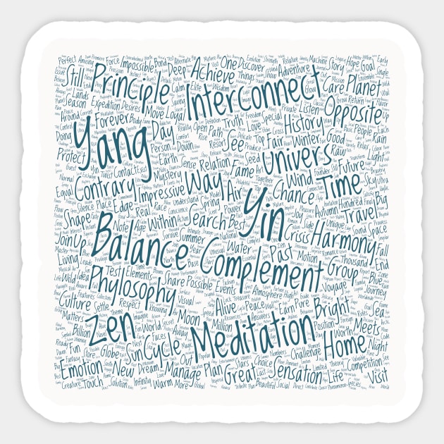 Yin Yan Interconnect Pattern Text Word Cloud Sticker by Cubebox